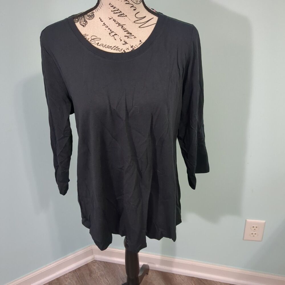 LOGO Lori Goldstein Cotton Modal Top small The Tee Black